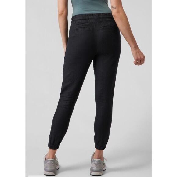 NWT Athleta 100% Linen Cabo Linen Jogger Black Pants Size 6 Women Coastal Beach - Picture 6 of 7